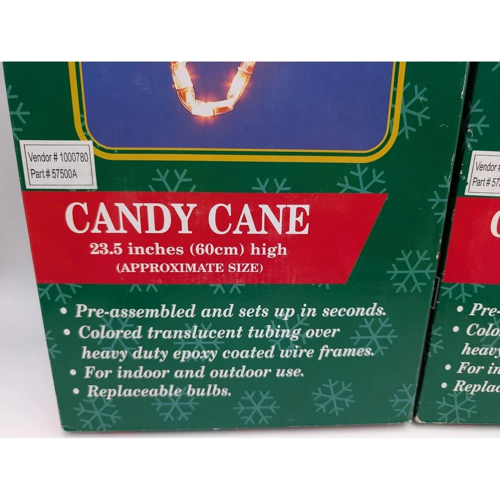 Mr Christmas Miniature Lightline Candy Cane Red White Lot of 2 Works